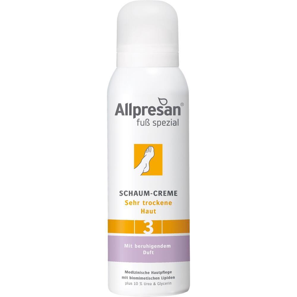 Eine wei&szlig;e Spr&uuml;hdose mit Schaum-Creme f&uuml;r trockene Haut und beruhigendem Duft.