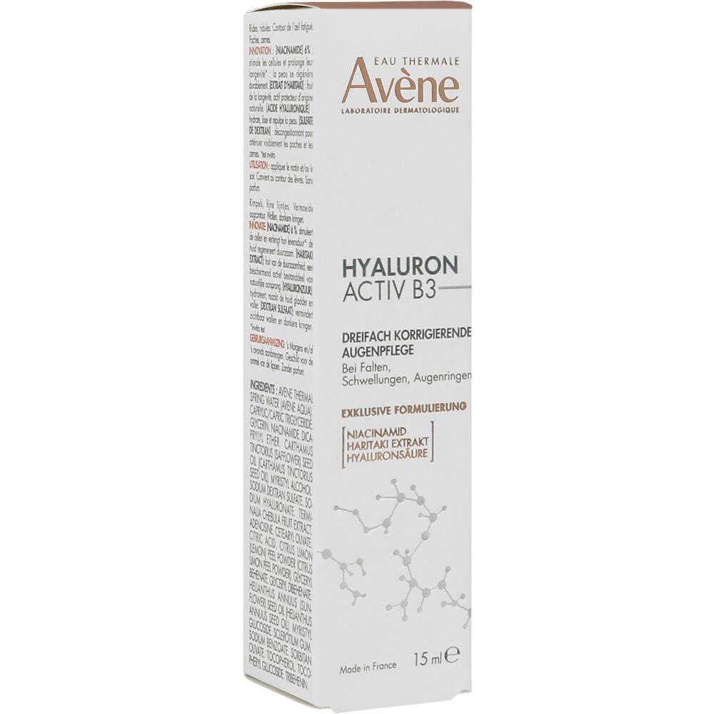 Eine Packung Augencreme von Av&egrave;ne mit Hyaluron und Vitamin B3.