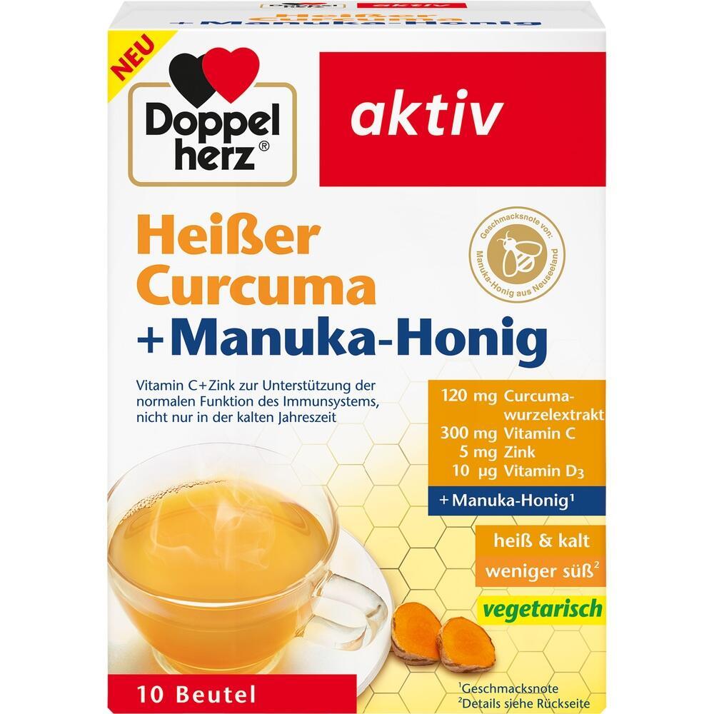 Eine Packung Tee mit Kurkuma und Manuka-Honig als Getr&auml;nkemischung.