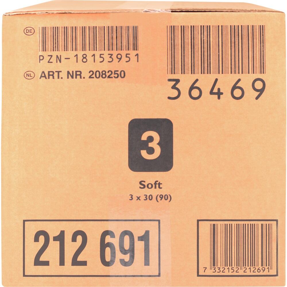 Ein brauner Karton mit mehreren Barcodes und der Nummer 3.