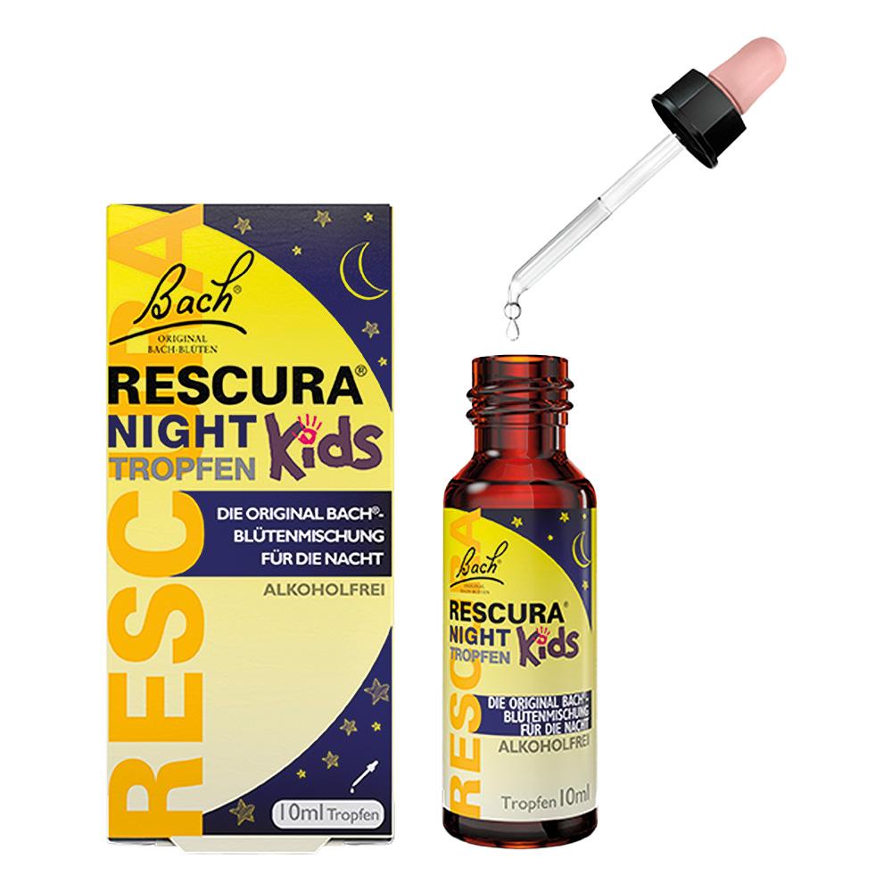 Eine Flasche mit Tropfen für Kinder neben der passenden Verpackung.