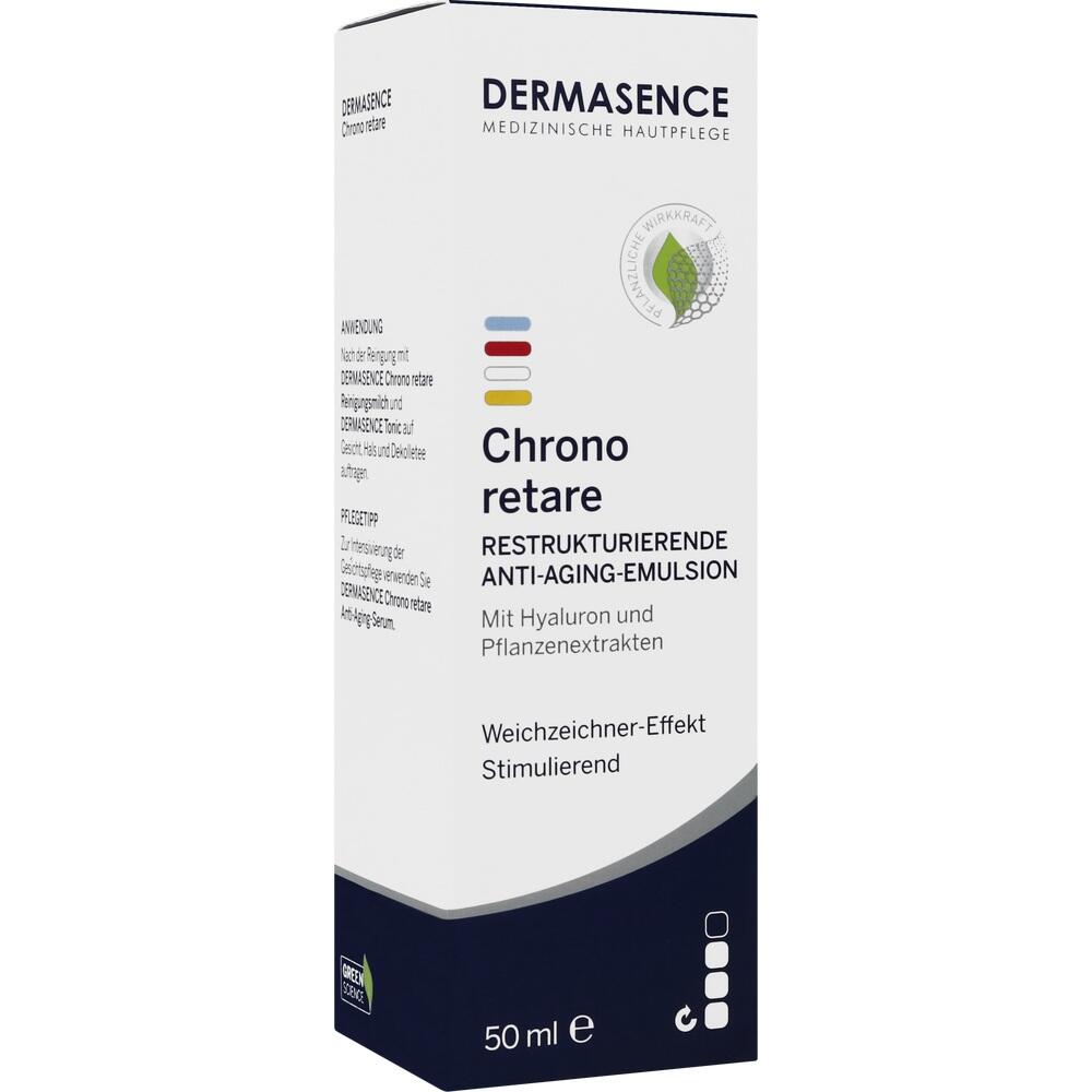Wei&szlig;e Verpackung der Anti-Aging-Emulsion von Dermasence mit Hyaluron.