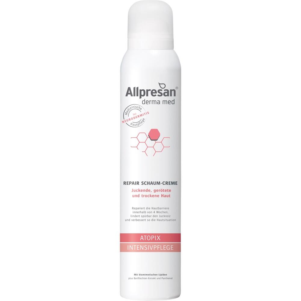 Eine wei&szlig;e Dose mit Reparatur-Schaumcreme f&uuml;r trockene Haut.