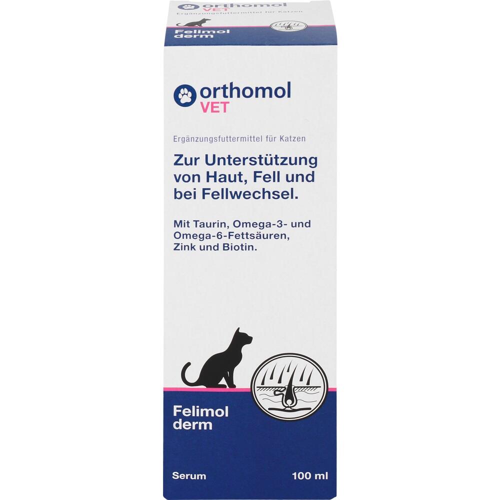 Verpackung einer Erg&auml;nzung f&uuml;r Katzenhaut und -fellpflege mit Omega-Fetts&auml;uren.