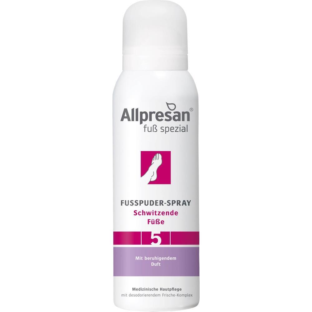Wei&szlig;e Spraydose f&uuml;r schwitzende F&uuml;&szlig;e mit lila und pinken Details.