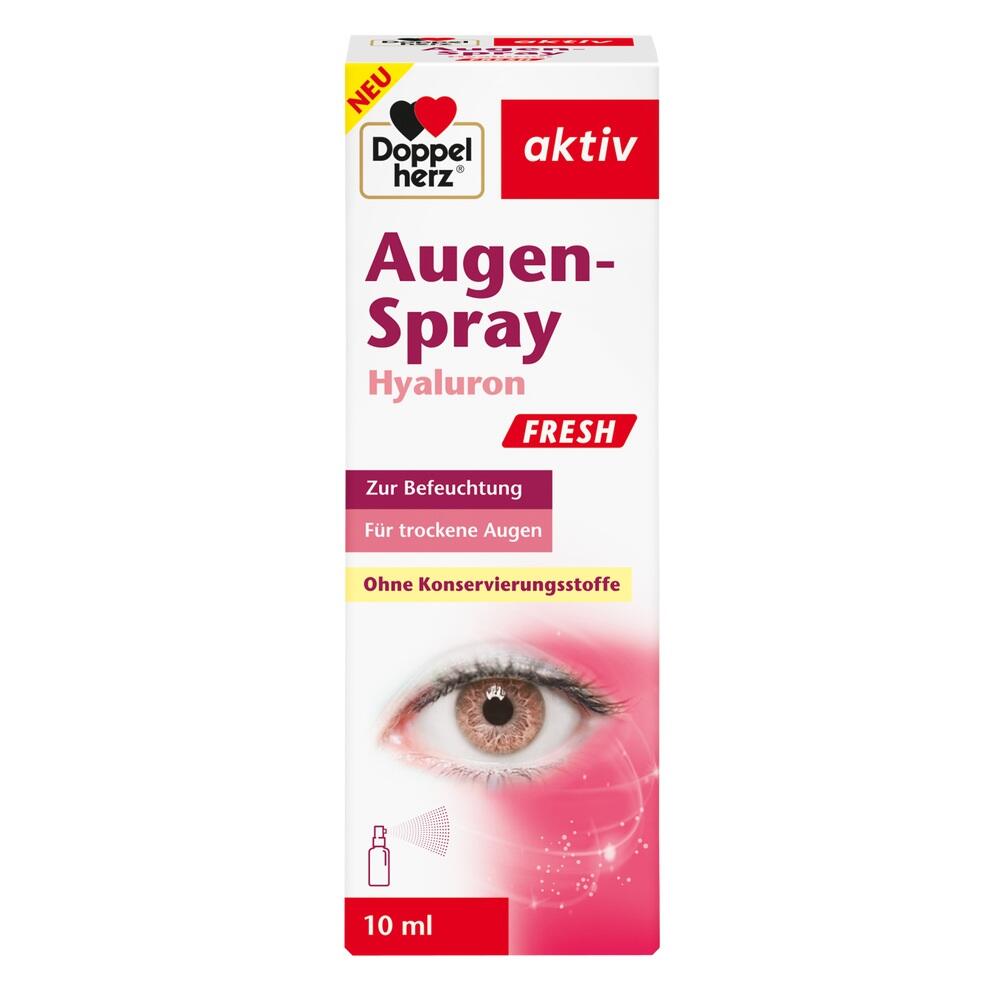 Eine Packung von Doppelherz Augenspray f&uuml;r trockene Augen mit Hyaluron.