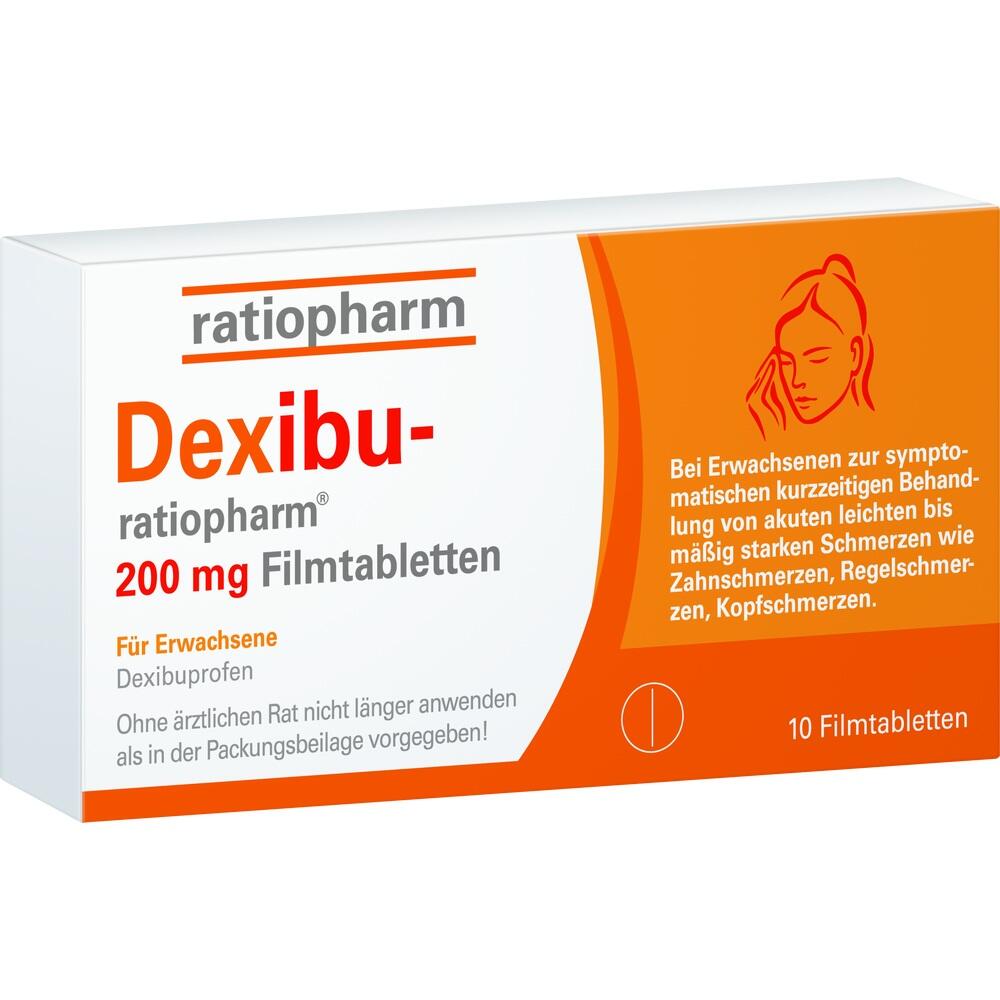 Verpackung von Schmerztabletten für Erwachsene, 200 mg, mit Anwendungsinformationen.