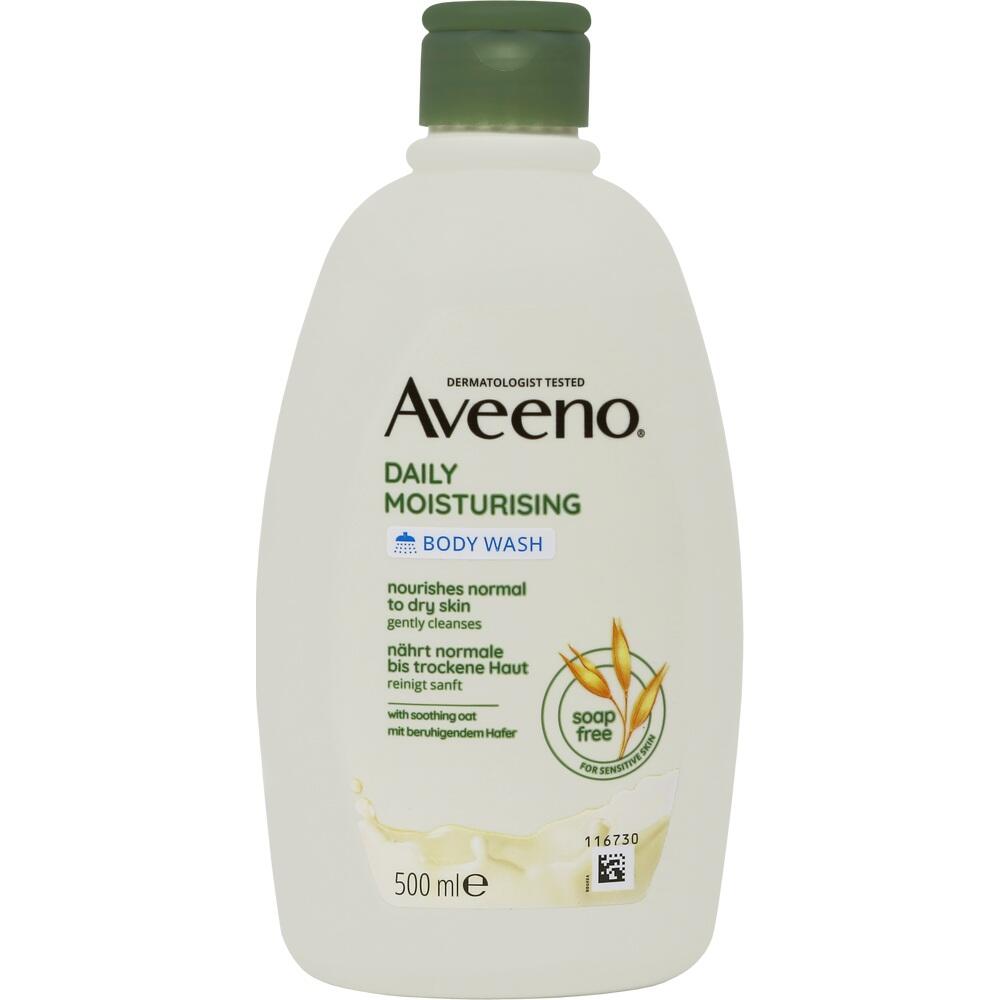 Eine Flasche Aveeno-Duschgel für normale bis trockene Haut.