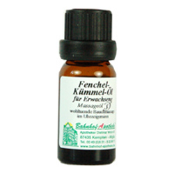 Braunes Fläschchen mit der Aufschrift "Fenchel-Kümmel-Öl für Erwachsene".