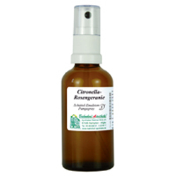 Braune Spr&uuml;hflasche mit wei&szlig;em Etikett und Spr&uuml;hkopf.