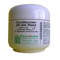 Weiße Dose mit Gesichtscreme für Männer.