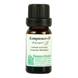 Braunes Fl&auml;schchen mit der Aufschrift "Kemptener-&Ouml;l".